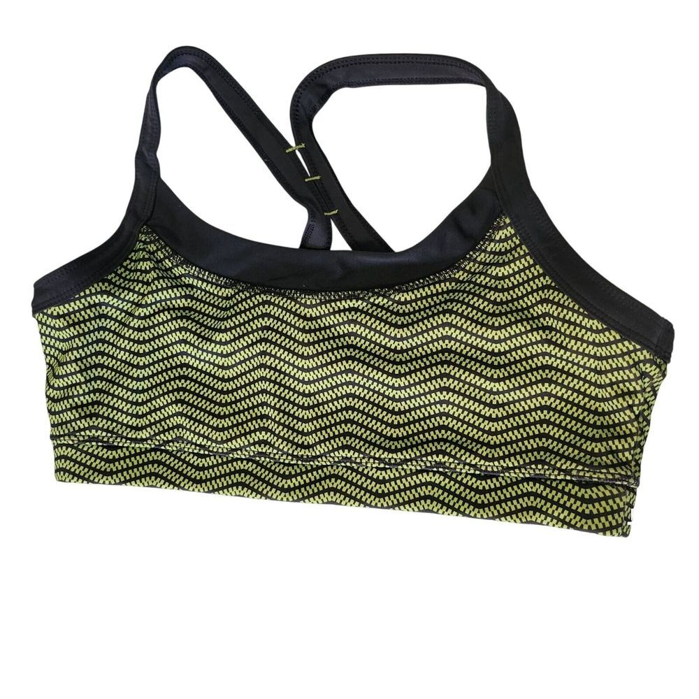 Avia Women's Sports Bra Yellow & Black Zigzag Design Size M